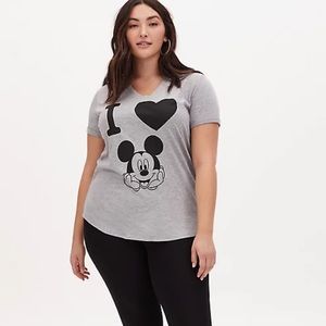 Disney Mickey Mouse Heart Heather Grey Jersey Top
